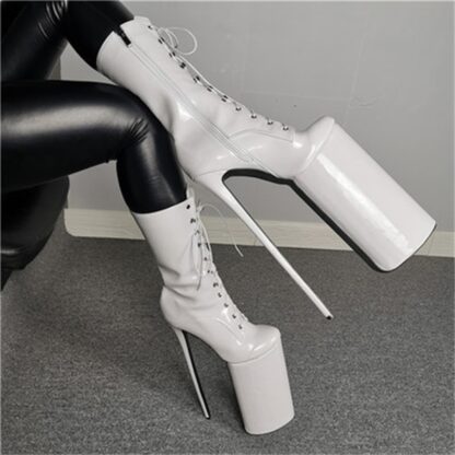 Купить Boots 30cm plataforma stripper sexy feminino super salto alto lado zíper laço-up tornozelo botas modelo pole dança desempenho punk LLP2
