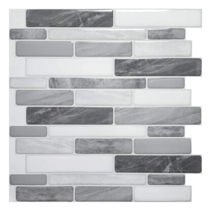 Купить Art3d 30x30cm 3D Wall Stickers Grey Marble Design Self-adhesive Water Proof Peel and Stick Backsplash Tiles for Kitchen Bathroom