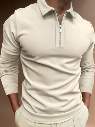 Купить Spring autumn europe size POLOs menswear shirts zipper stripe men's plus T shirt top