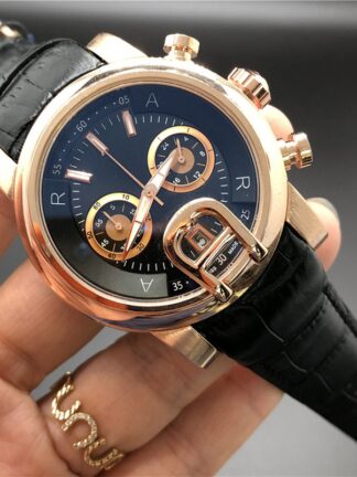 Купить Men's Watches Automatic 2813 Movement 42mm Rose Gold Case Leather Strap Small Dial Working Watch Orologio di Lusso 5ATM Waterproof OB4012