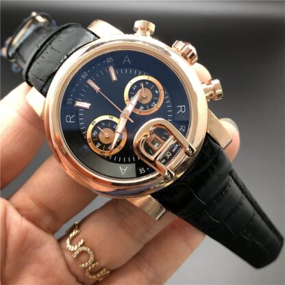 Купить Men's Watches Automatic 2813 Movement 42mm Rose Gold Case Leather Strap Small Dial Working Watch Orologio di Lusso 5ATM Waterproof OB4012