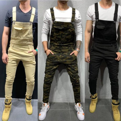 Купить Men's Jeans CLEARANCE SALE Big Pocket Camouflage Printed Denim Bib Overalls Jumpsuits Military Army Green Working Clothing Coveralls Fashion Casual