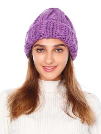 Купить Beanie/Skull Caps Women Winter Warm Knitted Hat Fashion Solid Beanie Female Outdoor Sport Cap Casual Cotton Wool Hats