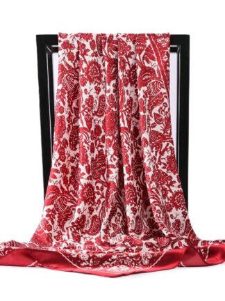 Купить New Fashion Fashion Paisley Print Kerchief Silk Satin Hijab Scarf For Women Square Shawls Wraps 90*90cm Bandana Head Neck Scarfs Ladies