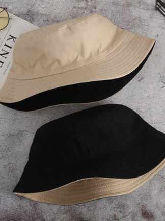 Купить New Fashion Double-sided Wearing Cap Solid Color Bucket Hat Men Women Cotton Flat Sun Hat Reversible Fisherman Hat Winter Warm Bucket Cap