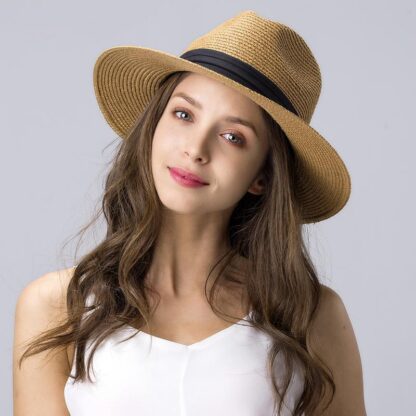 Купить Wide Brim Hats SWAK Summer Hat For Women Men Panama Straw Travel Beach Sun Fedora Jazz