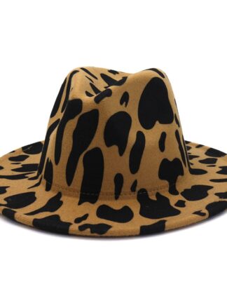 Купить Wide Brim Hats Winter Women Men Cows Pattern Print Spotted Fedora Hat Autumn Street Felted 3607 Q2