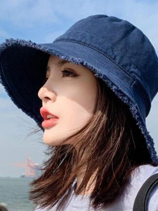 Купить Wide Brim Hats Fashion Summer UV Protection Bucket Women Retro Tassel Beach Caps For Lady Sun Hat Outdoor Korean Fisherman