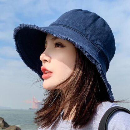 Купить Wide Brim Hats Fashion Summer UV Protection Bucket Women Retro Tassel Beach Caps For Lady Sun Hat Outdoor Korean Fisherman