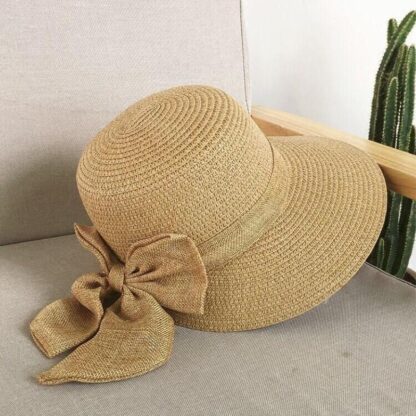Купить Wide Brim Hats Lady Bowknot Straw Hat Adult Summer Sunscreen Leisure Cap Students Fresh Raffia Shading Sun Foldable