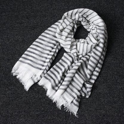 Купить Scarves Stripe Print Cotton Linen Women Men Thin Light Scarf Lady Easy Artsy Shawl Wraps Bufanda