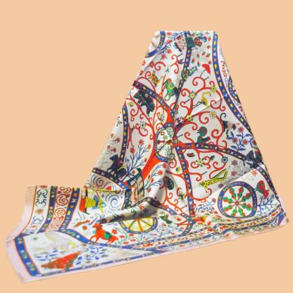 Купить Scarves HuaJun 2 Store|| Little Women's Accessories "Peuple Du Vent Shawl" 90 Silk Square Scarf Twill Inkjet Handmade Curling