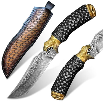 Купить Forged Damascus Steel Fixed Blade Outdoor Camping Hunting Straight Knife Tactical Survival Knife Hand Knife Self-defense EDC Tool Outdoor Fishing Cutting Tool
