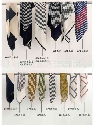 Купить Nordic style mulberry scarf collection Savi blogger's same 04 crepe de Chine geometric printing real silk Hair Band Scarf