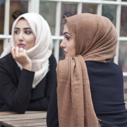Купить Muslim Crinkle Hijab Scarf Women Soft Cotton Head ScarvesTurban Shawls and Wraps Islamic Headscarf Headband 180X95CM
