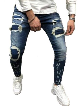 Купить Fashion Clothing Design Pants Mens Jeans T Shirts Cotton Comfortable Blue Mens Slim Denim Straight Biker Skinny Jeans Men