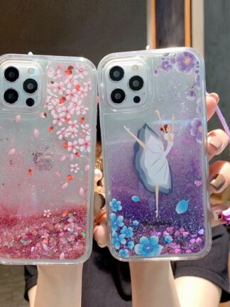 Купить Glitter Quicksand Liquid Flower Butterfly Soft Phone Cases Cover Clear For iPhone 13 Pro Max 7 8 Plus 11 12 XS XR Samsung Galaxy Note 9 S10 S20 S21 Ultra Huawei Xiaomi