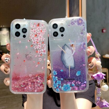 Купить Glitter Quicksand Liquid Flower Butterfly Soft Phone Cases Cover Clear For iPhone 13 Pro Max 7 8 Plus 11 12 XS XR Samsung Galaxy Note 9 S10 S20 S21 Ultra Huawei Xiaomi