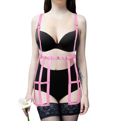 Купить Belts Sexy Body Harness Suspenders Bodysuit Women Leather Set Waist Leg Bondage Cage Waistband Stockings Garter Belt Exotic Lingerie