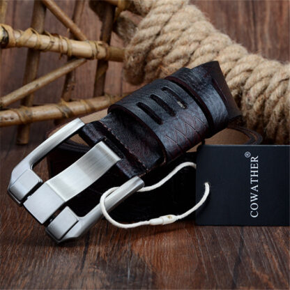 Купить COWATHER 2021 QUALITY cow genuine luxury leather men belts for men strap male pin buckle BIG SIZE 100-130cm 3.8 width QSK001