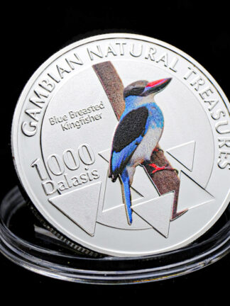 Купить 10pcs Non Magnetic Craft Silver Plated Gambian Natural Treasumres African Blue Breasted Kingfisher Medal Souvenirs Coin Animal Collectible Coins