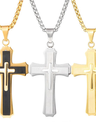 Купить Fashion Women Man Lovers Gift Cross Pendant Necklace Classic Design Luxury Jewelry