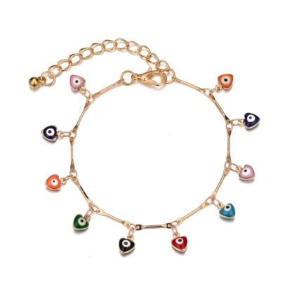 Купить Luxury Rainbow Evil Eye Charm Bracelet Gold Plating Heart Flower Shape Jewelry for Women Gift