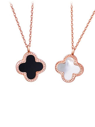 Купить Luxury Design Double Side Stainless Steel Four Leaf Clover Pendant Necklace Jewelry for Women