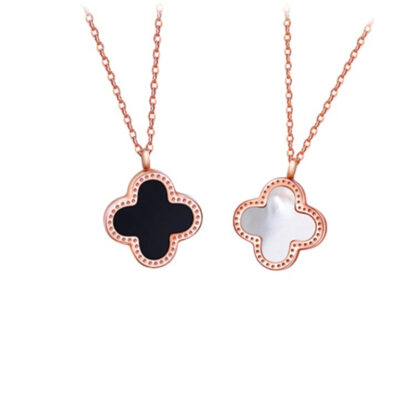 Купить Luxury Design Double Side Stainless Steel Four Leaf Clover Pendant Necklace Jewelry for Women