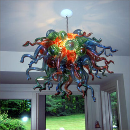 Купить Hand Blown Glass Modern Chandelier Indoor Lighting Colored Muran Art Pendant Lamp Villa Home Decor Kitchen Living Room Decoration Chandeliers