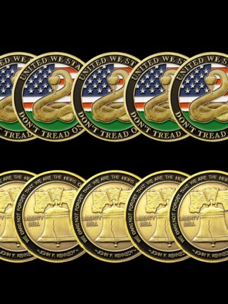 Купить 5pcs Non Magnetic Crafts 1776 USA Declaration of Independence Liberty Bell And "Don't Tread On Me" Snake Pattern Bronze Plated Challenge Coin