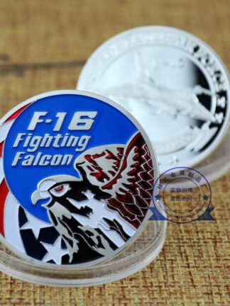 Купить Non Magnetic Challenge Coin Metal Craft USA Combat Aircraft F16 Helicopter Falcon US Eagle Silver Plated Badge For Collection