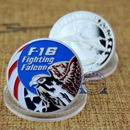 Купить Non Magnetic Challenge Coin Metal Craft USA Combat Aircraft F16 Helicopter Falcon US Eagle Silver Plated Badge For Collection