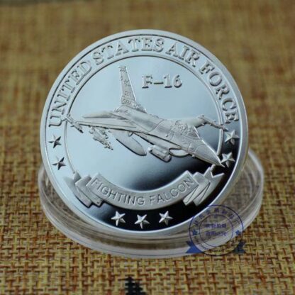 Купить 20pcs Non Magnetic Challenge Coin Metal Craft USA Combat Aircraft F16 Helicopter Falcon US Eagle Silver Plated Badge For Collection