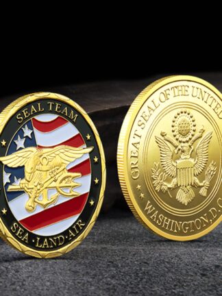 Купить Non Magnetic Crafts US Army Gold Plated Souvenir Badge USA Sea Land Air Seal Team Challenge Coins Department Of The Navy Military Coin