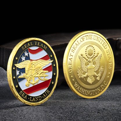 Купить Non Magnetic Crafts US Army Gold Plated Souvenir Badge USA Sea Land Air Seal Team Challenge Coins Department Of The Navy Military Coin