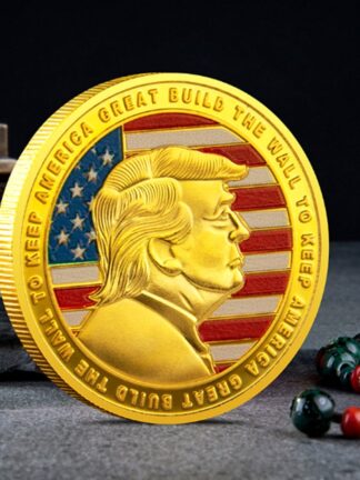 Купить Non Magnetic Crafts Donald J Trump Of US President Keep USA Great Build The Wall To American Gold Plated Souvenir Coin
