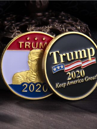 Купить 2pcs Non Magnetic Crafts Donald Trump President Historical Badge USA Keep American Great Gold Plated Souvenir Coin Gift