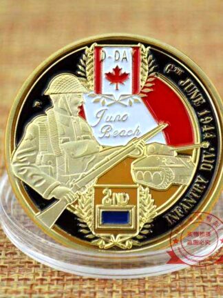 Купить 20pcs Non Magnetic Day D Normandy Juno Beach Military Craft Canadian 2rd Division Gold Plated 1oz Commemoration Collectible Coin Collectibles