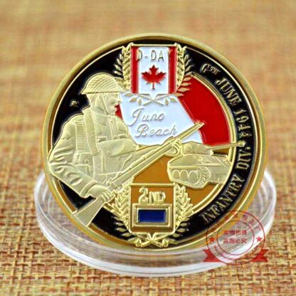 Купить 20pcs Non Magnetic Day D Normandy Juno Beach Military Craft Canadian 2rd Division Gold Plated 1oz Commemoration Collectible Coin Collectibles