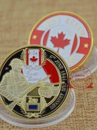 Купить 50pcs Non Magnetic Day D Normandy Juno Beach Military Craft Canadian 2rd Division Gold Plated 1oz Commemoration Collectible Coin Collectibles