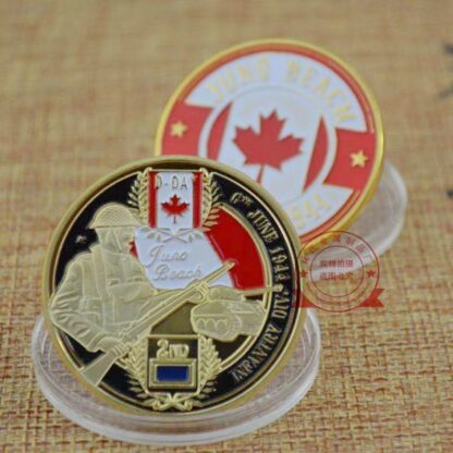 Купить 50pcs Non Magnetic Day D Normandy Juno Beach Military Craft Canadian 2rd Division Gold Plated 1oz Commemoration Collectible Coin Collectibles