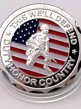 Купить 20PCS Non Magnetic US Flag Army Craft Veteran Proud Served This We'll Defend Duty Honor Country Day Silver Plated Challenge Coin Gifts