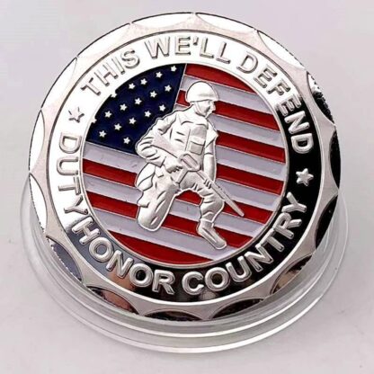 Купить 20PCS Non Magnetic US Flag Army Craft Veteran Proud Served This We'll Defend Duty Honor Country Day Silver Plated Challenge Coin Gifts