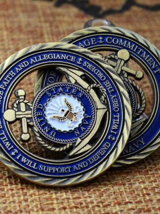 Купить 2pcs Non Magnetic Copper Plateing US Navy Military Craft Memorial Of Courage Commitment Bronze Plated Collection Coin