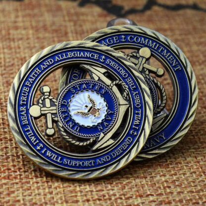 Купить 2pcs Non Magnetic Copper Plateing US Navy Military Craft Memorial Of Courage Commitment Bronze Plated Collection Coin