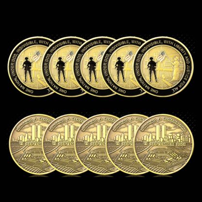 Купить 5PCS Non Magnetic Craft Honoring Remembering September 11 Attacks Bronze Plated Challenge Coins Collectible Original Souvenirs Gifts