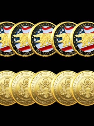 Купить 5PCS Non Magnetic Crafts US Army Gold Plated Souvenir Coin USA Sea Land Air Of Seal Team Challenge Coins Department Navy Military Badge