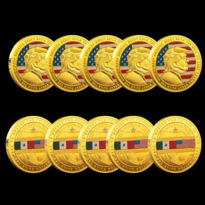 Купить 5PCS Non Magnetic Crafts Donald J Trump Of US President Keep American Great Build The Wall To USA Great Gold Plated Souvenir Coin