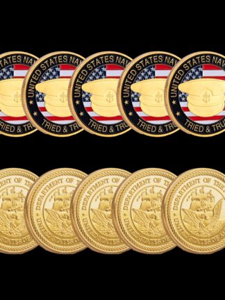 Купить 5PCS Non Magnetic US Army Millitary Craft Department Of The Navy Chiefs Tried True 24k Gold Plated Challenge Coin